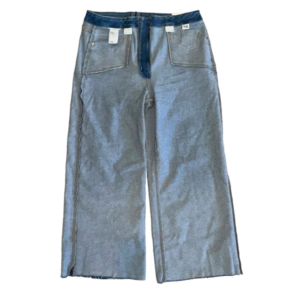 Paige Anessa Sunnie Distressed High Rise Wide Leg Crop Jeans 32 NWT New - Picture 4 of 16